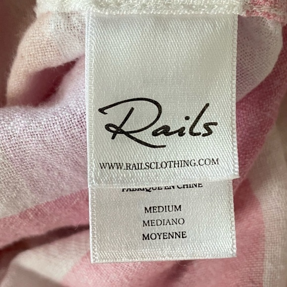 Rails Charli Checkered Plaid Button Down Shirt in Peach/Blush/White, Medium - Picture 14 of 16